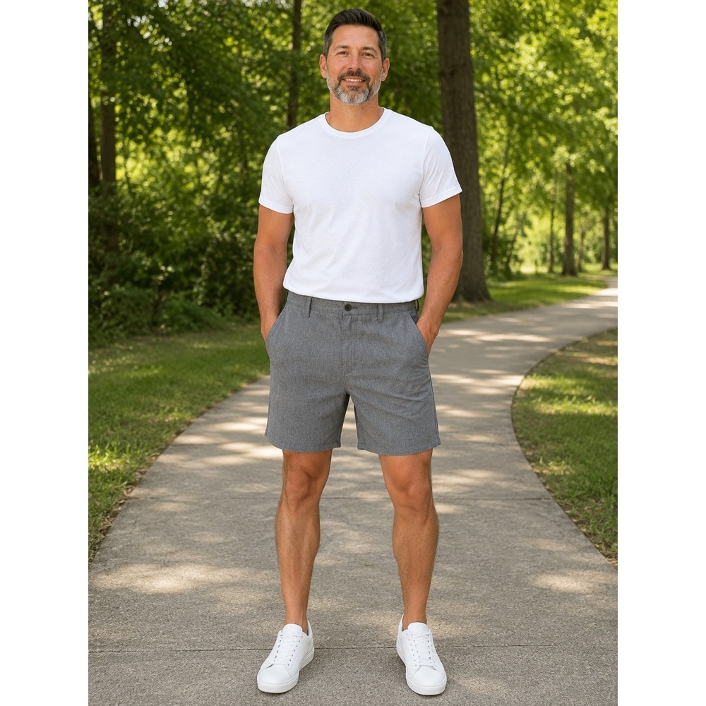 Tony Hawk Mens Hybrid Shorts Heather Grey Flat Front Casual‎ Board Shorts 40